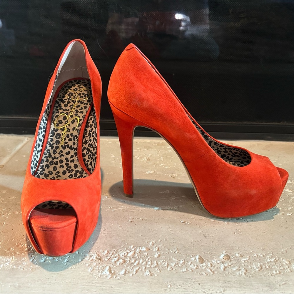 Jessica Simpson open toed, platform heels, size 7B